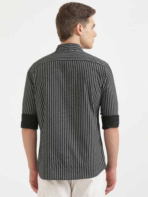 Black & White Striped Full Sleeve Casual Shirt