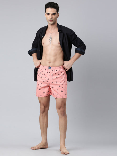 Peach Printed Pure Cotton Boxer