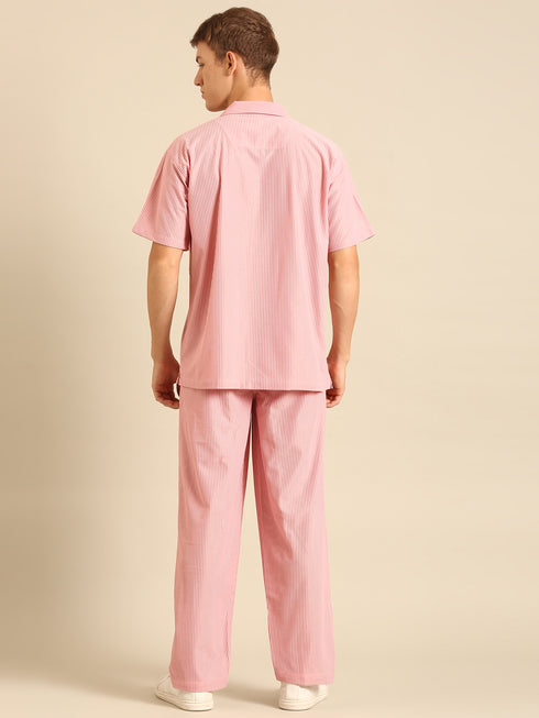 Peach Textured Relaxed Fit Co-Ords Set