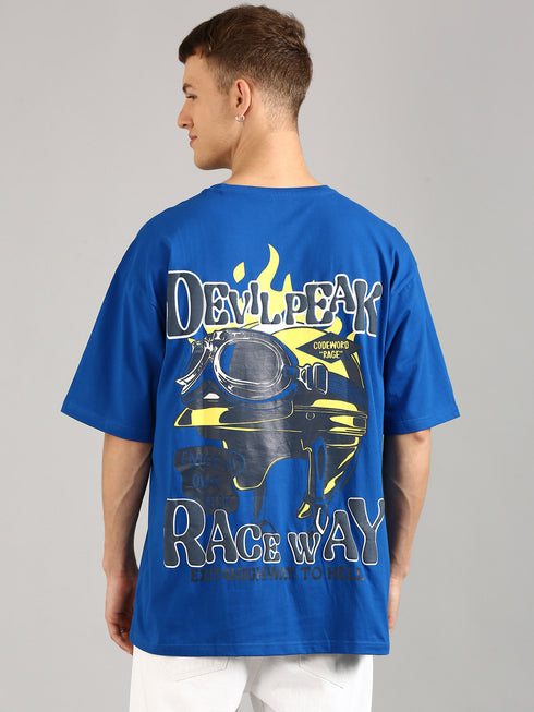 Royal Blue Oversized Puffy Printed T-shirt