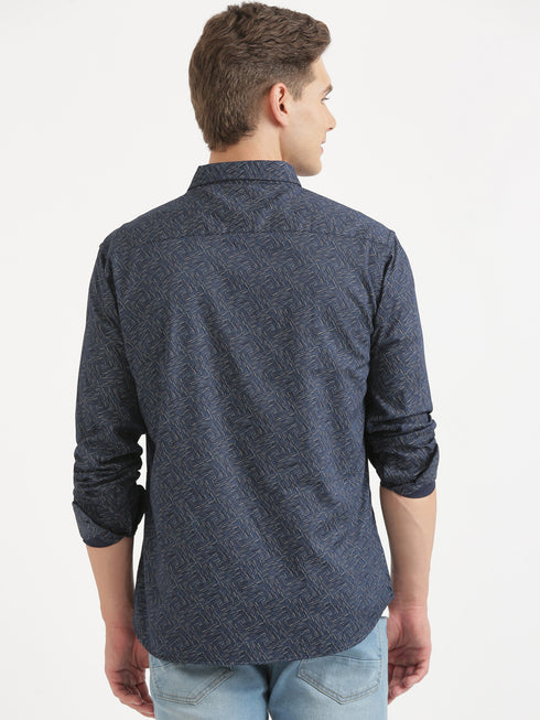 Black & Grey Printed Full Sleeve Casual Shirt