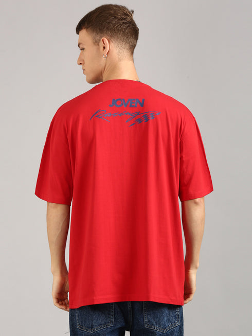 Red Oversized Printed T-shirt