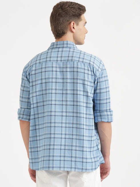 Blue & White Full Sleeved Oversized Casual Shirt