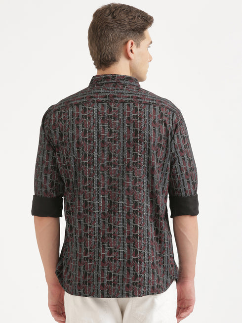 Multi- Colour Printed Long Sleeve Casual Shirt