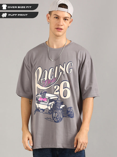 Charcoal Oversized Puffy Printed T-shirt