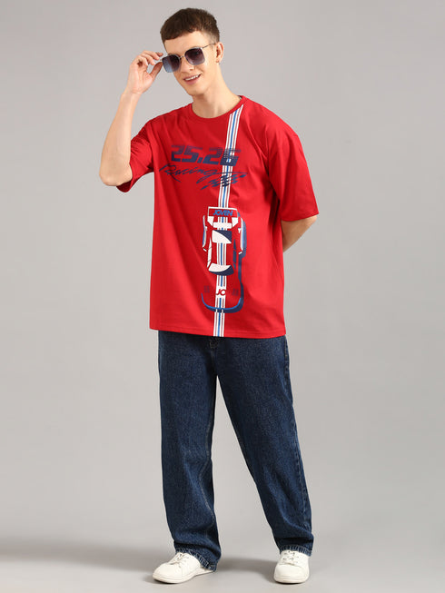 Red Oversized Printed T-shirt