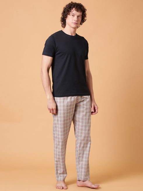 Navy and Light Grey Checked Night Suit