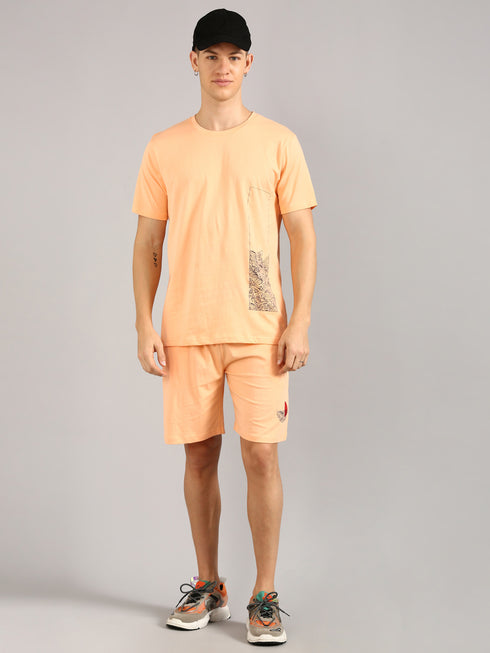 Orange Printed Regular Fit Co-Ords Set