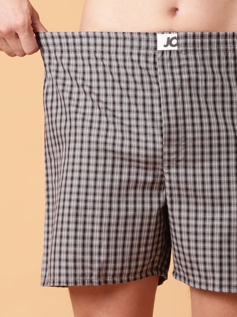 JOVEN Men Checked Pure Cotton Boxers Pack Of 2