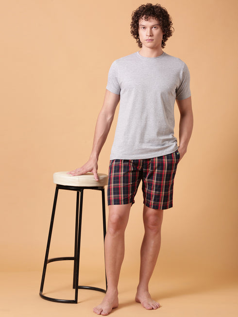 Red Checked Lounge Short
