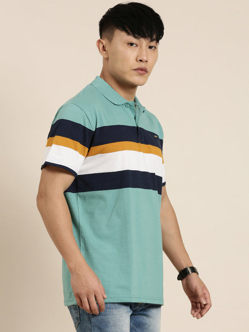 Green Striped Polo T-shirt