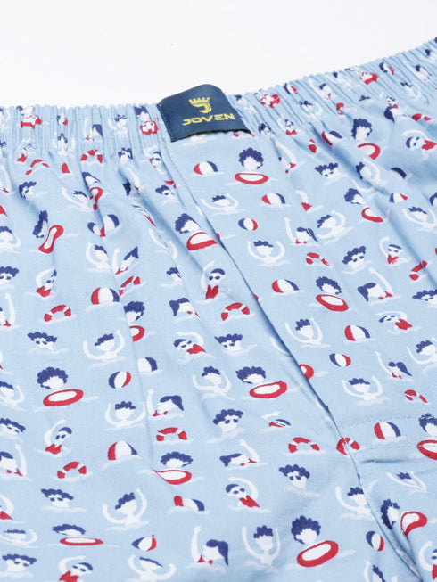 Blue Printed Pure Cotton Boxer