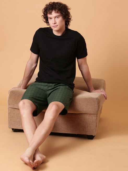 Green Checked Lounge Short