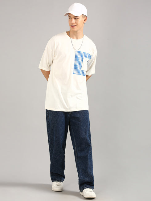White Printed Oversized T-shirt