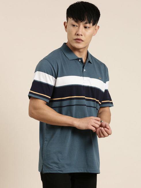 Blue Striped Polo T-shirt