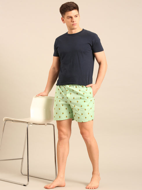 Mint Green Printed Cotton Boxers