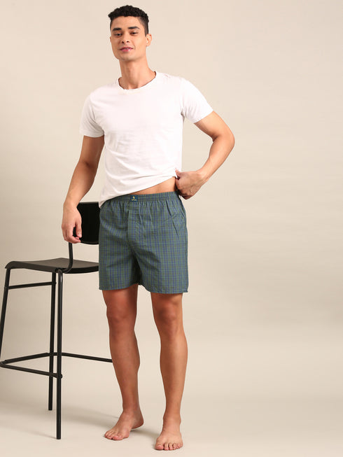 Green Checked Cotton Boxer