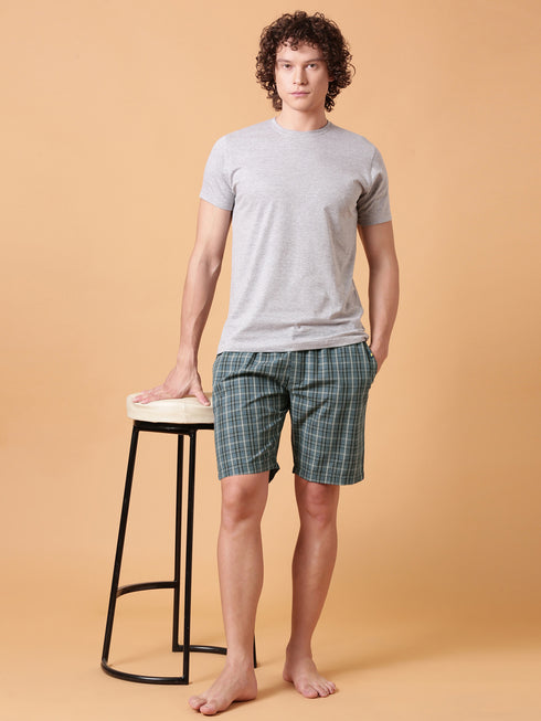 Blue Checked Lounge Short