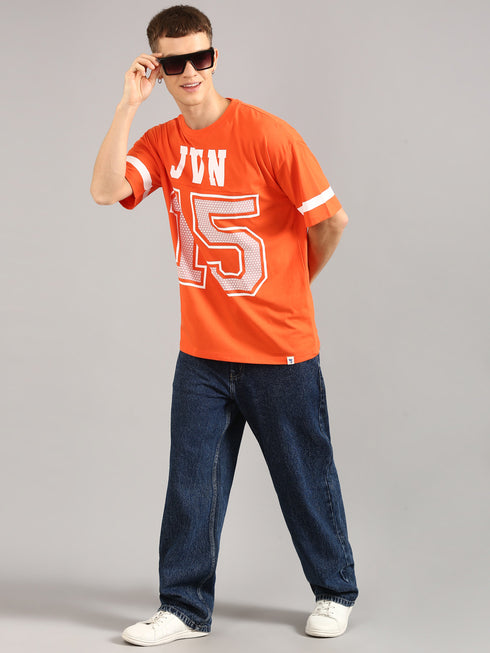 Orange Printed Oversized T-shirt