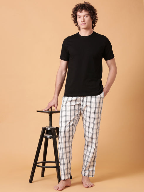 White Checked Lounge Pant