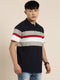 Navy Blue Striped Polo T-shirt