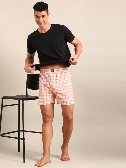 Red & Yellow Checked Cotton Boxer