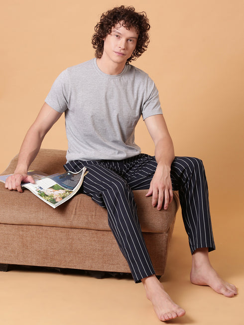 Navy Checked Lounge Pant