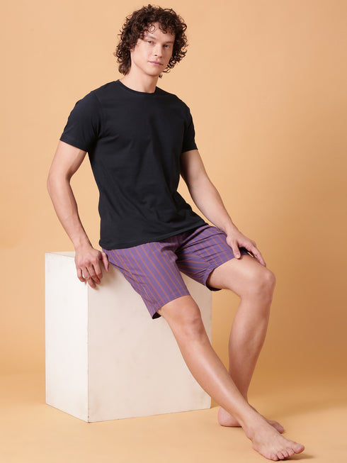 Purple Checked Lounge Short