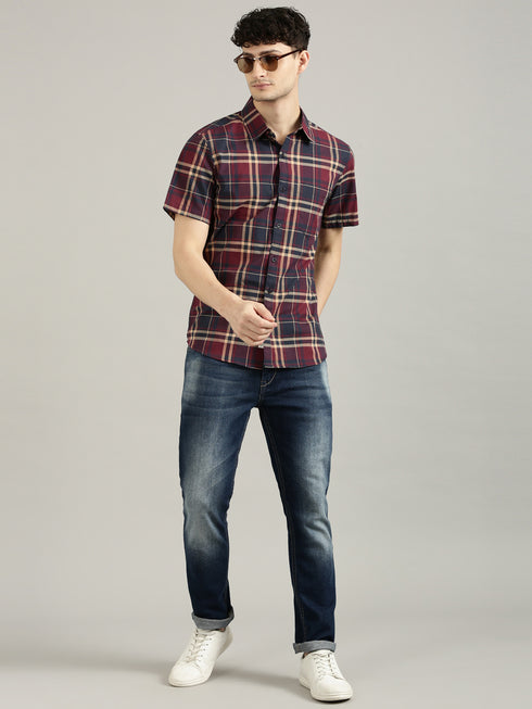 Brown Checks Short Sleeve Shirt