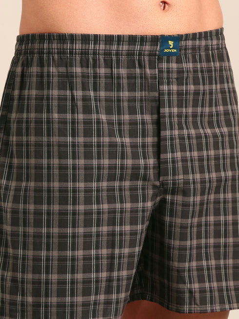 Brown & Black Checked Cotton Boxer