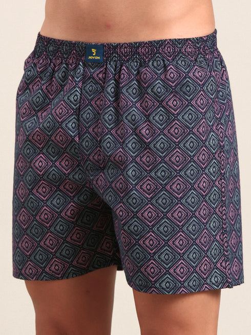 Navy & Grey Printed Cotton Boxer