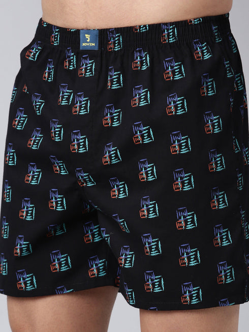 Black Printed Pure Cotton Boxer