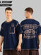 Navy Blue Oversized Spray Printed T-shirt