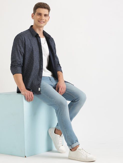 Black & Grey Printed Full Sleeve Casual Shirt