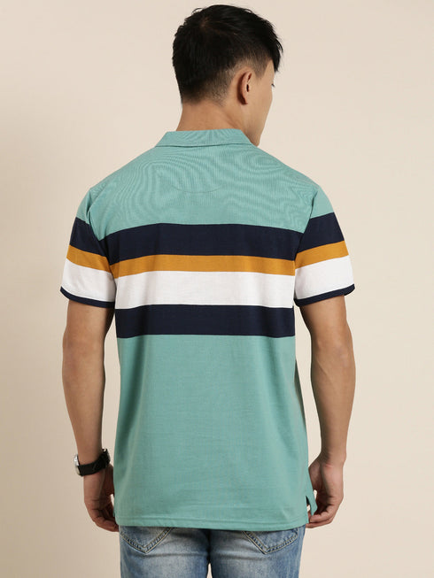 Green Striped Polo T-shirt