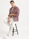 Red & White Checked Full Sleeved Oversized Casual Shirt