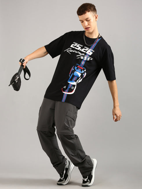 Black Oversized Printed T-shirt