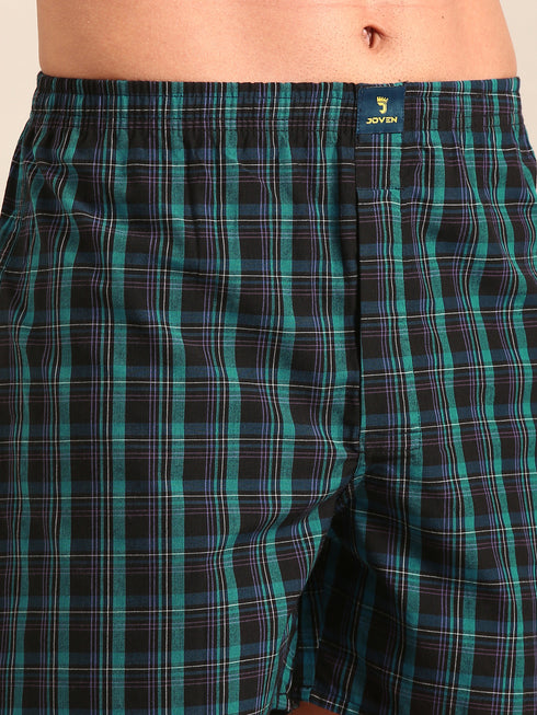 2 Pack Checked & Striped Cotton Boxers