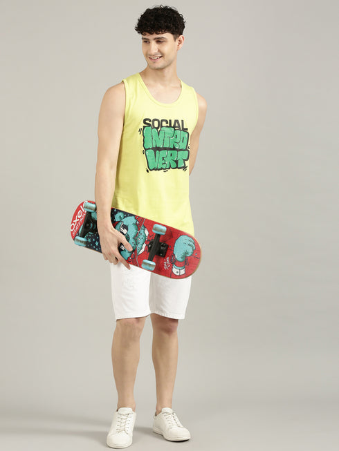 Yellow Printed Tank Top