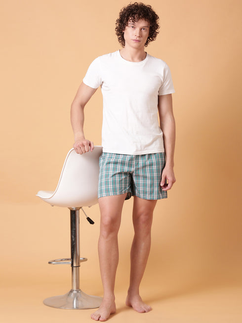 JOVEN Men Checked Pure Cotton Boxers Pack Of 2