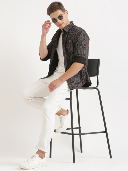 Multi- Colour Printed Long Sleeve Casual Shirt