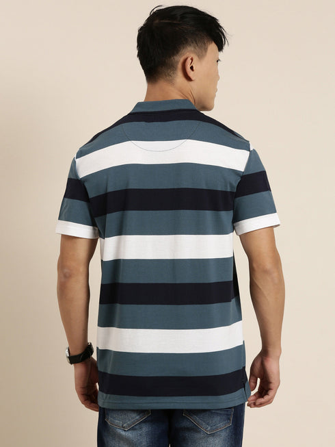 Blue Striped Polo T-shirt