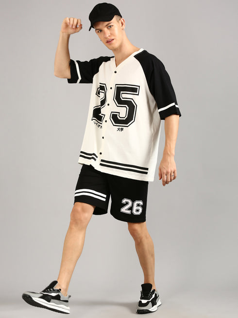 White & Black Printed Relaxed Fit Co-Ords Set