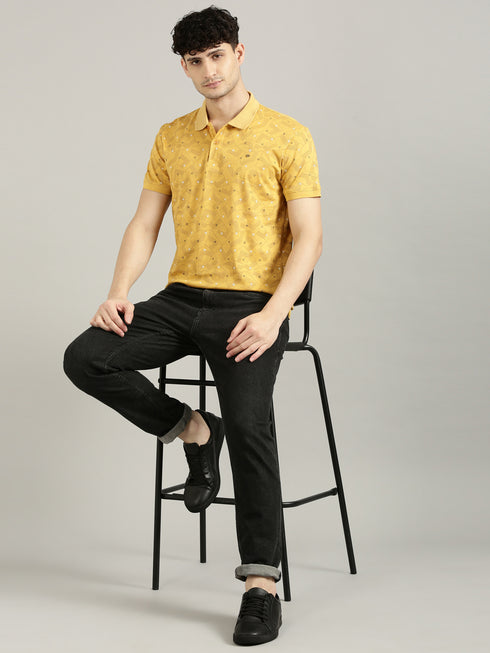 Yellow Printed Polo T-shirt