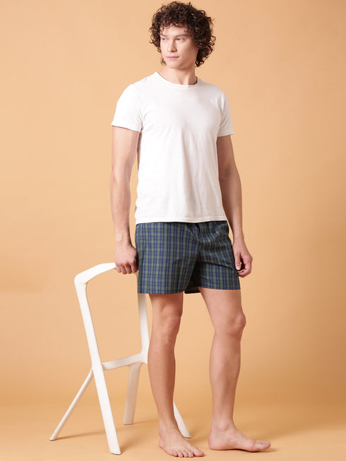 JOVEN Men Checked Pure Cotton Boxers Pack Of 2