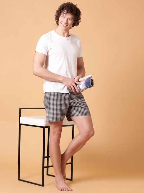 JOVEN Men Checked Pure Cotton Boxers Pack Of 2