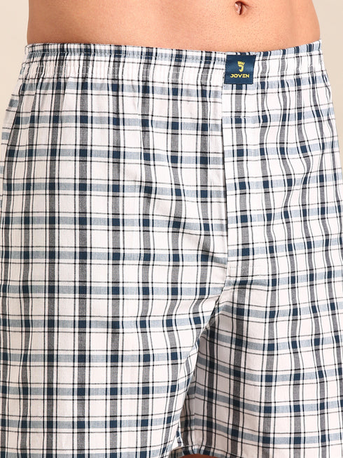 White & Black Checked Cotton Boxer