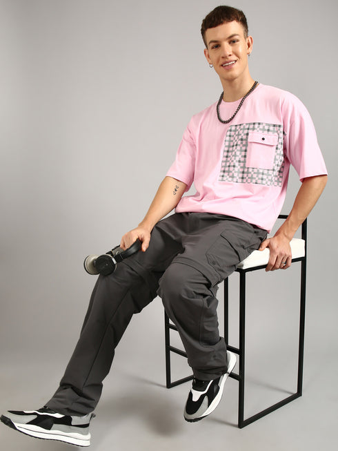 Pink Printed Oversized T-Shirt