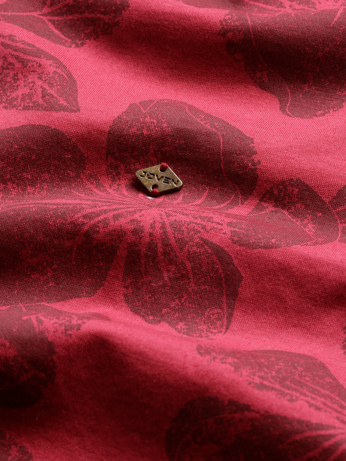 Maroon Printed Polo T-shirt