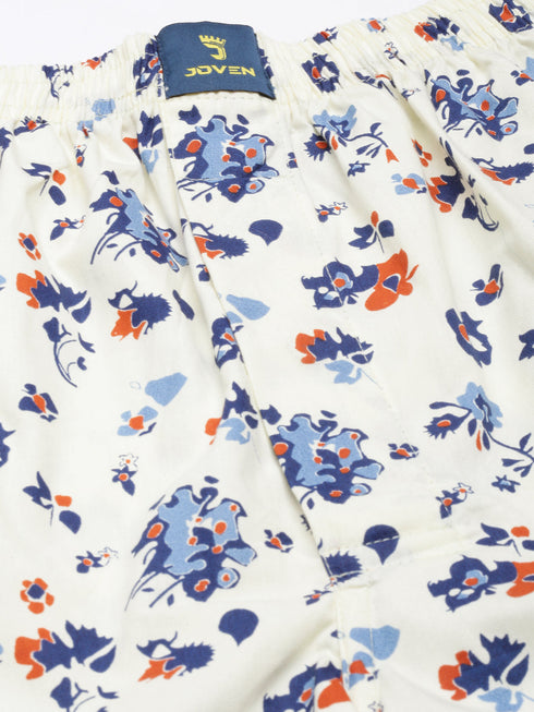 Off-White & Blue Printed Cotton Boxer